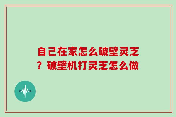 自己在家怎么破壁灵芝？破壁机打灵芝怎么做