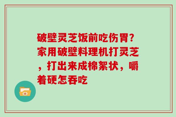 破壁灵芝饭前吃伤胃？家用破壁料理机打灵芝，打出来成棉絮状，嚼着硬怎吞吃