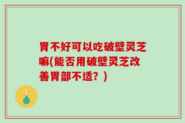 胃不好可以吃破壁灵芝嘛(能否用破壁灵芝改善胃部不适？)