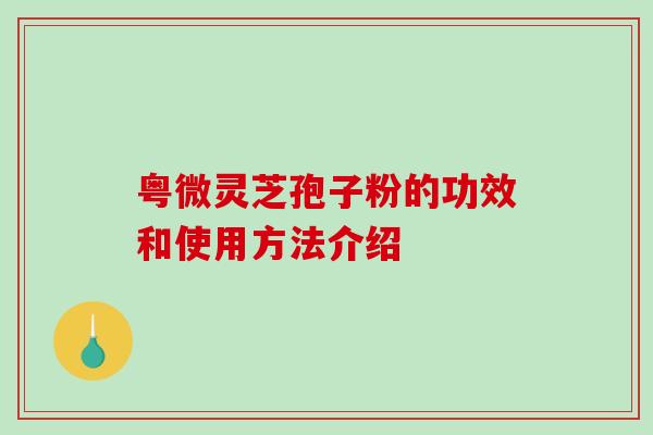 粤微灵芝孢子粉的功效和使用方法介绍