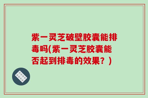 紫一灵芝破壁胶囊能吗(紫一灵芝胶囊能否起到的效果？)