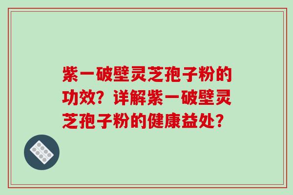 紫一破壁灵芝孢子粉的功效？详解紫一破壁灵芝孢子粉的健康益处？