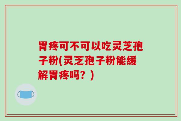 胃疼可不可以吃灵芝孢子粉(灵芝孢子粉能缓解胃疼吗？)