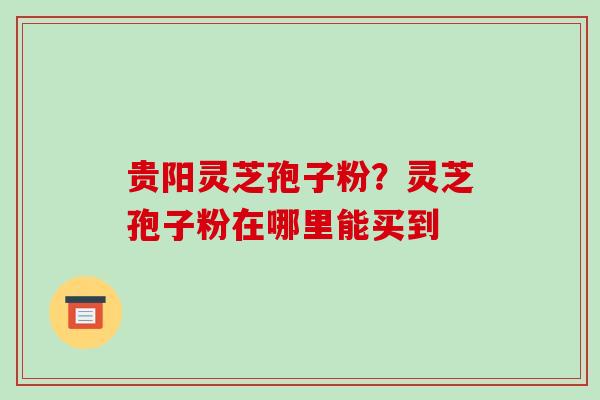 贵阳灵芝孢子粉？灵芝孢子粉在哪里能买到