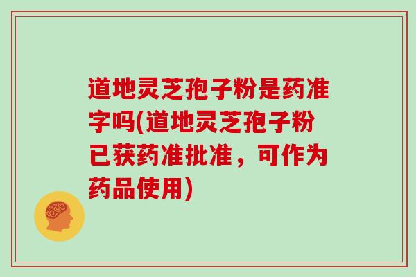 道地灵芝孢子粉是药准字吗(道地灵芝孢子粉已获药准批准，可作为药品使用)