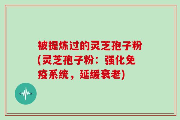 被提炼过的灵芝孢子粉(灵芝孢子粉:强化免疫系统,延缓) 被提炼过的灵芝孢子粉(灵芝孢子粉:强化免疫系统,延缓)