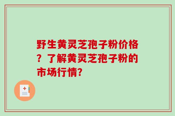 野生黄灵芝孢子粉价格？了解黄灵芝孢子粉的市场行情？