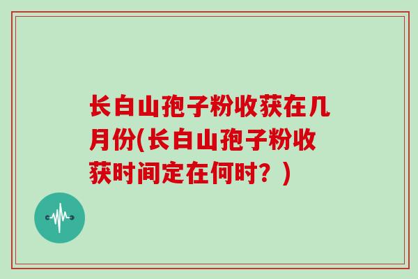 长白山孢子粉收获在几月份(长白山孢子粉收获时间定在何时？)