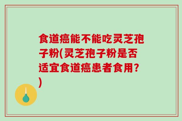 食道能不能吃灵芝孢子粉(灵芝孢子粉是否适宜食道患者食用？)