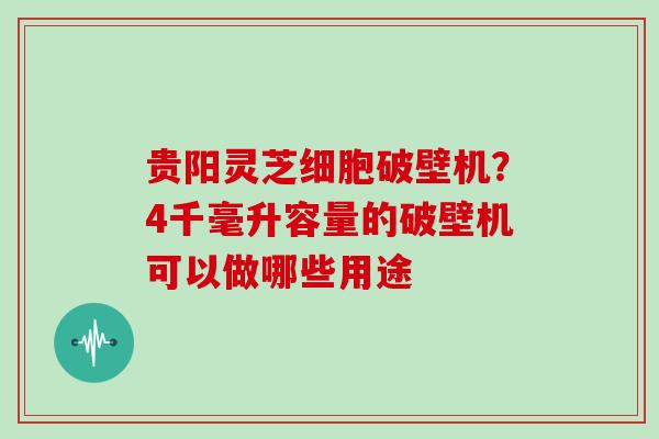 贵阳灵芝细胞破壁机？4千毫升容量的破壁机可以做哪些用途