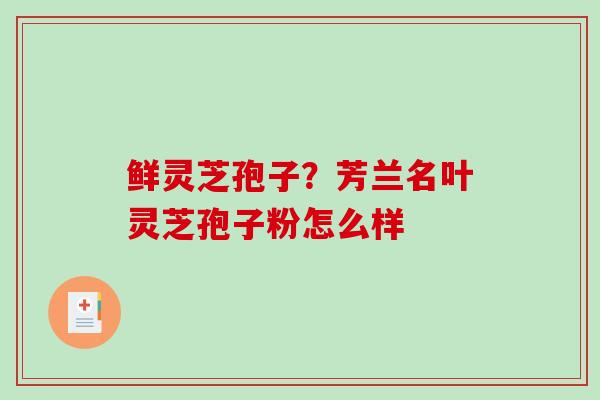 鲜灵芝孢子？芳兰名叶灵芝孢子粉怎么样