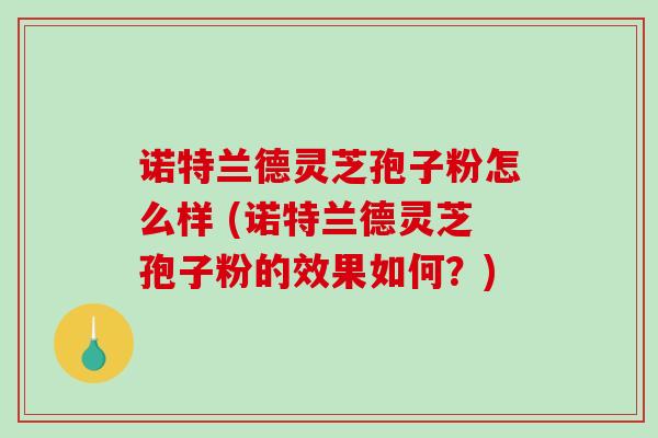 诺特兰德灵芝孢子粉怎么样 (诺特兰德灵芝孢子粉的效果如何？)