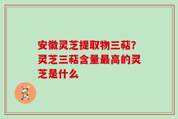 安徽灵芝提取物三萜？灵芝三萜含量高的灵芝是什么