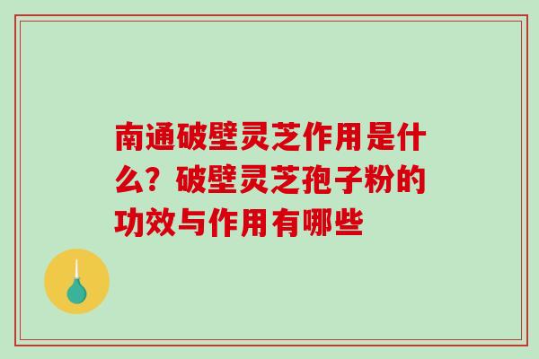 南通破壁灵芝作用是什么?破壁灵芝孢子粉的功效与作用有哪些 南通破壁灵芝作用是什么?破壁灵芝孢子粉的功效与作用有哪些