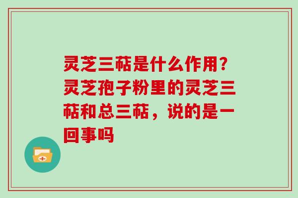 灵芝三萜是什么作用?灵芝孢子粉里的灵芝三萜和总三萜,说的是一回事吗 灵芝三萜是什么作用?灵芝孢子粉里的灵芝三萜和总三萜,说的是一回事吗