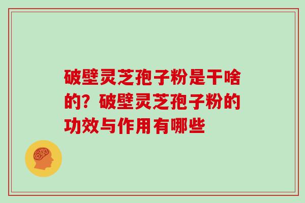 破壁灵芝孢子粉是干啥的?破壁灵芝孢子粉的功效与作用有哪些 破壁灵芝孢子粉是干啥的?破壁灵芝孢子粉的功效与作用有哪些