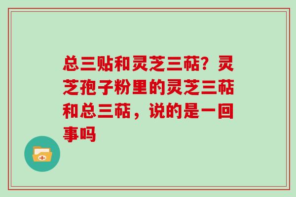总三贴和灵芝三萜？灵芝孢子粉里的灵芝三萜和总三萜，说的是一回事吗