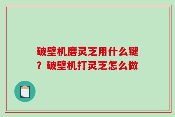 破壁机磨灵芝用什么键？破壁机打灵芝怎么做