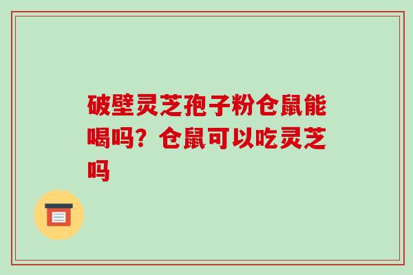 破壁灵芝孢子粉仓鼠能喝吗？仓鼠可以吃灵芝吗