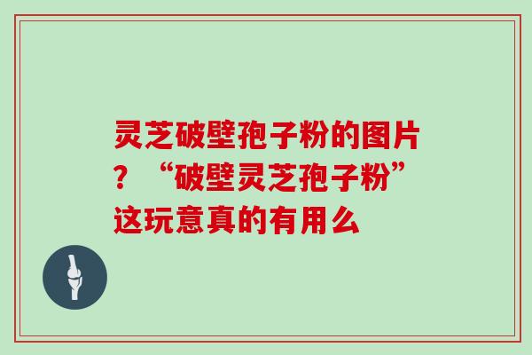 灵芝破壁孢子粉的图片？“破壁灵芝孢子粉”这玩意真的有用么