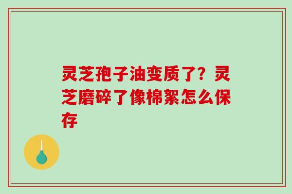 灵芝孢子油变质了？灵芝磨碎了像棉絮怎么保存