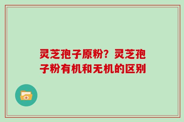 灵芝孢子原粉?灵芝孢子粉有机和无机的区别 灵芝孢子原粉?灵芝孢子粉有机和无机的区别