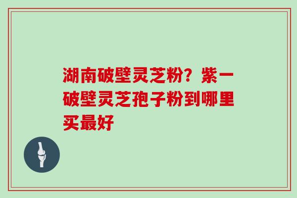 湖南破壁灵芝粉？紫一破壁灵芝孢子粉到哪里买好