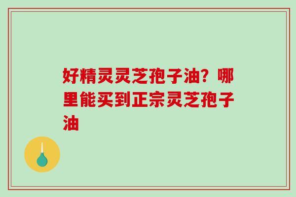 好精灵灵芝孢子油？哪里能买到正宗灵芝孢子油