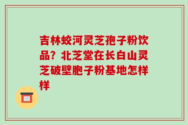 吉林蛟河灵芝孢子粉饮品?北芝堂在长白山灵芝破壁胞子粉基地怎样样 吉林蛟河灵芝孢子粉饮品?北芝堂在长白山灵芝破壁胞子粉基地怎样样