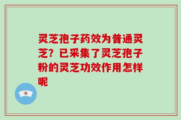灵芝孢子为普通灵芝？已采集了灵芝孢子粉的灵芝功效作用怎样呢