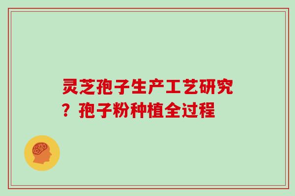 灵芝孢子生产工艺研究?孢子粉种植全过程 灵芝孢子生产工艺研究?孢子粉种植全过程