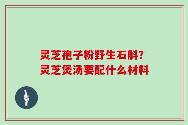 灵芝孢子粉野生石斛？灵芝煲汤要配什么材料