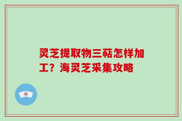 灵芝提取物三萜怎样加工?海灵芝采集攻略 灵芝提取物三萜怎样加工?海灵芝采集攻略