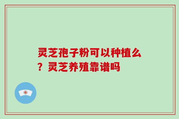灵芝孢子粉可以种植么？灵芝养殖靠谱吗