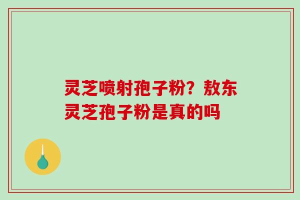 灵芝喷射孢子粉?敖东灵芝孢子粉是真的吗 灵芝喷射孢子粉?敖东灵芝孢子粉是真的吗