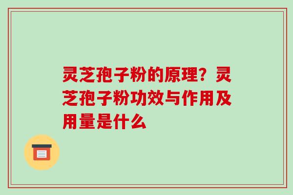 灵芝孢子粉的原理?灵芝孢子粉功效与作用及用量是什么 灵芝孢子粉的原理?灵芝孢子粉功效与作用及用量是什么