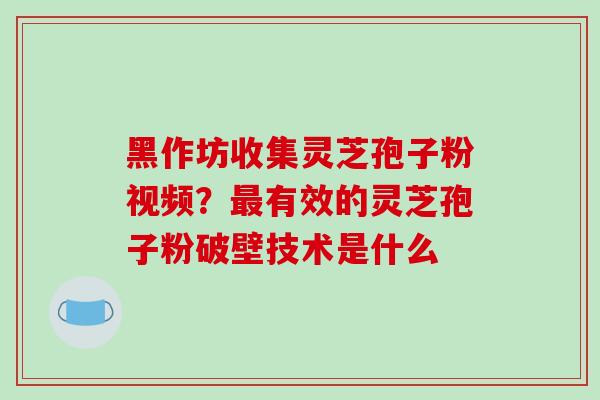 黑作坊收集灵芝孢子粉视频?有效的灵芝孢子粉破壁技术是什么 黑作坊收集灵芝孢子粉视频?有效的灵芝孢子粉破壁技术是什么