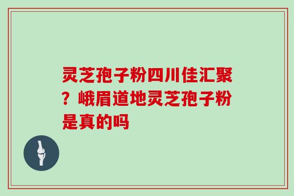 灵芝孢子粉四川佳汇聚？峨眉道地灵芝孢子粉是真的吗