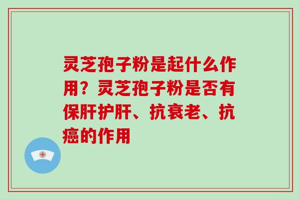 灵芝孢子粉是起什么作用?灵芝孢子粉是否有、抗、抗的作用 灵芝孢子粉是起什么作用?灵芝孢子粉是否有、抗、抗的作用