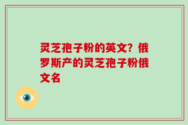 灵芝孢子粉的英文?俄罗斯产的灵芝孢子粉俄文名 灵芝孢子粉的英文?俄罗斯产的灵芝孢子粉俄文名