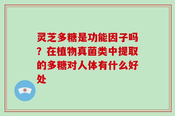 灵芝多糖是功能因子吗?在植物真菌类中提取的多糖对人体有什么好处 灵芝多糖是功能因子吗?在植物真菌类中提取的多糖对人体有什么好处