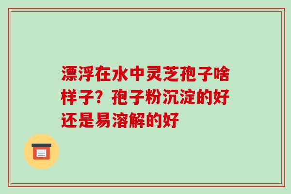 漂浮在水中灵芝孢子啥样子？孢子粉沉淀的好还是易溶解的好