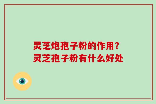 灵芝炮孢子粉的作用?灵芝孢子粉有什么好处 灵芝炮孢子粉的作用?灵芝孢子粉有什么好处