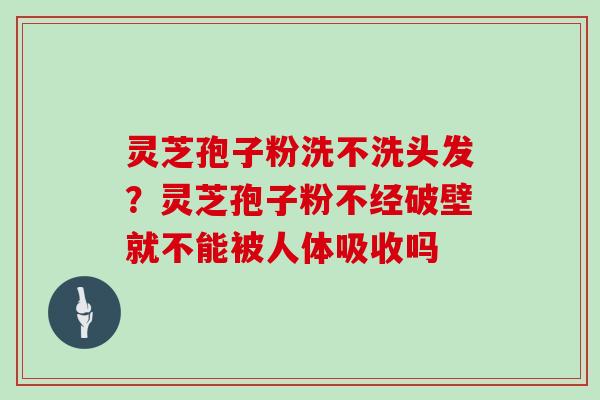 灵芝孢子粉洗不洗头发?灵芝孢子粉不经破壁就不能被人体吸收吗 灵芝孢子粉洗不洗头发?灵芝孢子粉不经破壁就不能被人体吸收吗