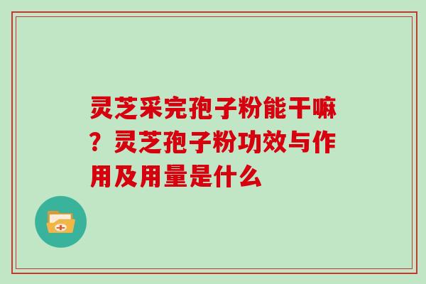 灵芝采完孢子粉能干嘛?灵芝孢子粉功效与作用及用量是什么 灵芝采完孢子粉能干嘛?灵芝孢子粉功效与作用及用量是什么