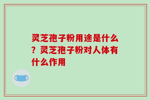 灵芝孢子粉用途是什么?灵芝孢子粉对人体有什么作用 灵芝孢子粉用途是什么?灵芝孢子粉对人体有什么作用