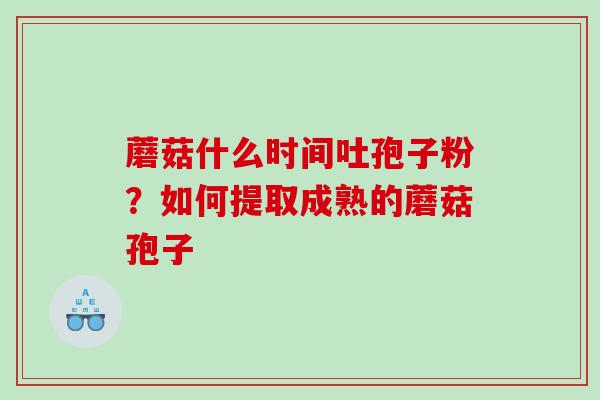 蘑菇什么时间吐孢子粉?如何提取成熟的蘑菇孢子 蘑菇什么时间吐孢子粉?如何提取成熟的蘑菇孢子