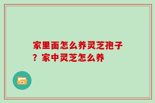 家里面怎么养灵芝孢子？家中灵芝怎么养