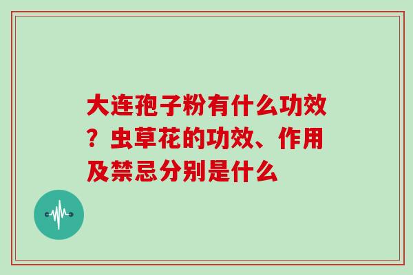 大连孢子粉有什么功效？虫草花的功效、作用及禁忌分别是什么