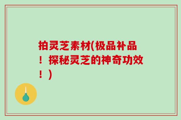 拍灵芝素材(极品补品！探秘灵芝的神奇功效！)